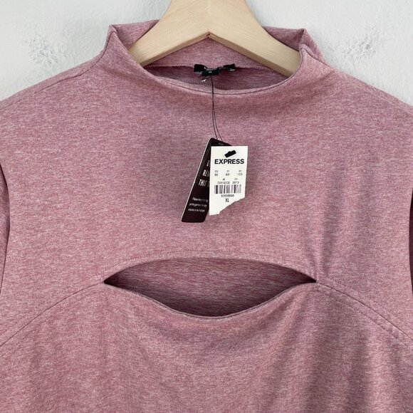 NEW $64 Express Body Contour Womens XL Pink Mock Neck Cutout Bodysuit Top - Picture 4 of 9